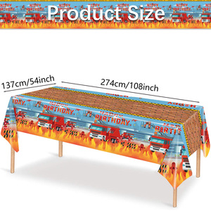 Fire Truck Theme Party Tableware Set <b>Paper</b> Plates Cups Napkins Tablecloth 40-60 Pcs Birthday Decorations - Product Image 4