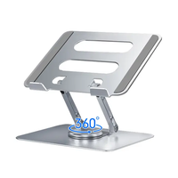 Vente en gros d'usine Alliage d'aluminium 360 °   Support d'ordinateur portable pliable et rotatif, support portable réglable pour tablette et ordinateur portable de 14 à 17,3 pouces