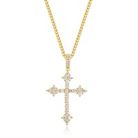Bijoux fantaisie personnalisés en argent sterling 925 VVS Moissanite Collier pendentif croix Hiphop plaqué or avec pierres précieuses Charmes