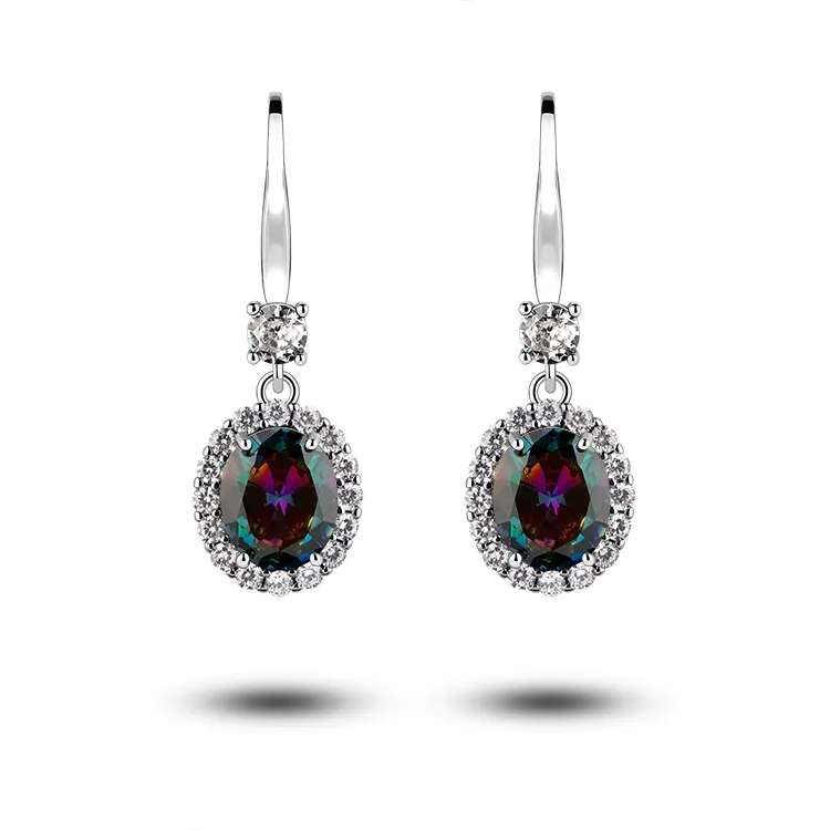 Exquisite zircon hook earrings 925 silver jewelry paraiba earrings cubic zirconia luxury flower drop earrings