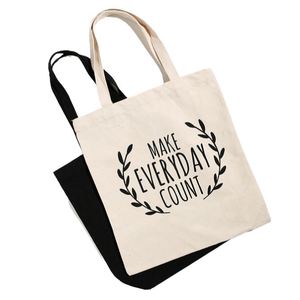 Natural Recycled Organic Cotton <b>Large</b> Reusable Shopping Tote Bag Shoulder Closure Custom <b>Canvas</b> Hand Length Handle Letter Design - Product Image 1