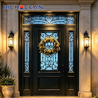 Portes de sécurité extérieures RICHOCEAN de haute qualité pour entrée principale de maison, en aluminium coulé sculpté