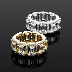 Luxury Hip Hop Men Rings Moissanite Iced Out 925 Silver Gold Plated Custom Rings Gold Jewelry