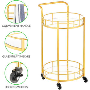 Carrito de Té con Ruedas Doradas, Carrito de Té <span class=keywords><strong>y</strong></span> Café Árabe, Carrito de Metal de Lujo para Hotel <span class=keywords><strong>y</strong></span> Restaurante, Mesa de Té con Ruedas - Product Image 3