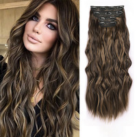 Vente en gros MEILASI Extensions de cheveux synthétiques à clipser, longues et ondulées, blond platine, prêtes à porter, pour débutantes, 220g
