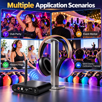 Headphone Silent Disco LED Menyala, Nirkabel, Over Ear, Stereo, Headset Pesta DJ