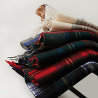 Bufanda de Lana Merino a Cuadros para Hombre, Venta al por Mayor de Fábrica de Mongolia Interior, Reversible y Transpirable, Duradera y Larga