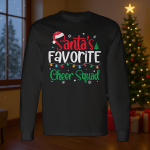 Camiseta de manga larga navideña de la banda de animadoras favorita de Santa, regalo navideño para animadoras - Product Image 3