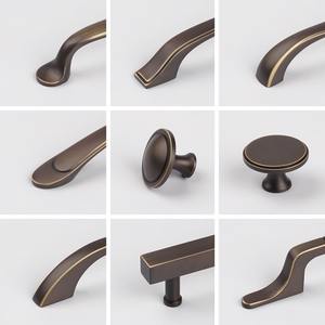 Tirador de bronce para puerta de armario, tirador de cobre para puerta de guardarropa, tirador de latón moderno americano para cajón de mueble color café - Product Image 2