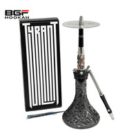 Grosir kualitas tinggi desain unik 56CM tiran gelap Ritual S2 Derlin abu-abu Hookah Shisha Set merokok baja nirkarat Hookah