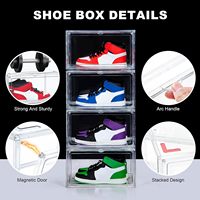 Grande vitrine écologique anti-poussière en acrylique transparente empilable pour chaussures, boîte de rangement et présentoir domestique avec couvercle