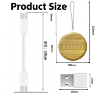 Câble de charge rapide PD 60W 6-en-1, étui de rangement magnétique en bambou écologique, adaptateur de charge multi-ports