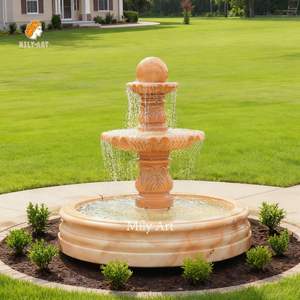 Mily Tay Chạm Khắc đá cẩm thạch tự nhiên hình cầu tầng đài phun nước cho nhà ngoài trời trang trí sân vườn - Product Image 4