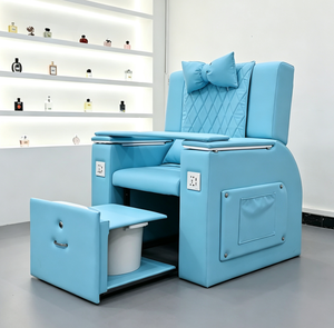 Sillón de Pedicura Azul Eléctrico con Masaje, Spa para Pies, Reclinable, con Podio y Bolsillo de Almacenamiento - Product Image 5