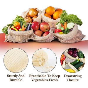 Bolsas de Malla de Algodón Reutilizables, Ecológicas, Personalizables, con Doble Costura, para Frutas y Verduras - Product Image 3