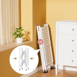 Étagères <span class=keywords><strong>de</strong></span> <span class=keywords><strong>rangement</strong></span> à <span class=keywords><strong>3</strong></span> <span class=keywords><strong>niveaux</strong></span> modernes et durables, peu encombrantes avec roues, sans assemblage, chariot en métal. - Product Image 6