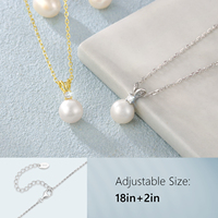 Pendentif en argent sterling 925 avec perle, chaîne en or vermeil 14 carats, perle d'eau douce naturelle, collier simple réglable en perle
