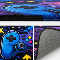 Tapis antidérapant lavable à motif de manette de jeu, tapis en polyester à poils ras pour chambre d'enfants et d'adolescents, résistant aux taches et adapté aux animaux domestiques