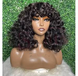 Raw <span class=keywords><strong>Vietnam</strong></span> Hai 100% pelucas de cabello humano atadas a mano 10 pulgadas longitud corta Jerry rizado Color transparente - Product Image 5