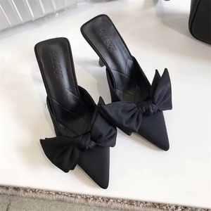 Fashion Heels Sexy Pointed Toe Party Dress Pump Slip-On Size 35-43 <b>Butterfly</b>-Knot Decoration Women High Heel Slippers - Product Image 5