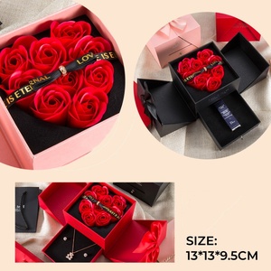 Nicro thấp moq sang trọng vĩnh cửu Hoa hồng đỏ thủ công hộp giấy với túi cho đồ trang sức Son môi nước hoa của mẹ Ngày Valentine Hộp quà tặng - Product Image 5