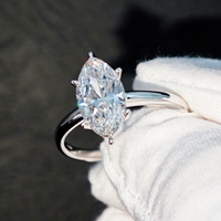 Bague en platine minimaliste avec diamant de laboratoire taille marquise 2,5 carats pour femme et homme, idéale pour mariage, fiançailles, anniversaire
