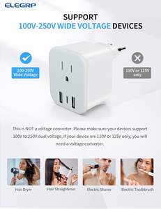 Elegrp foldable לנו סוג אירופאי נסיעות ממיר שקע מתאם רב תקע עם usb c יציאת אוניברסלי מתאם נסיעות - Product Image 4