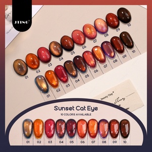 JTING Colección de Esmaltes en Gel Ojo de Gato Atardecer de Alta Pigmentación 10 Colores, Esmalte en Gel Magnético 3D Efecto Lente Atardecer Dorado, Libre de TPO/HEMA, OEM ODM - Product Image 4