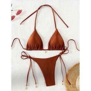 Wholesale Solid Color Bandage Bikini Fashionable Shell <strong>Swimsuit</strong> Sexy Thong Bikini <strong>for</strong> <strong>Women</strong> - Product Image 6