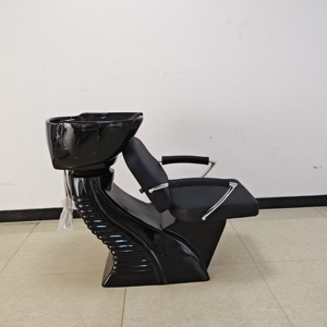 Fauteuil de lavage pour salon de coiffure / Unité de lavage avec bac à shampoing et chaise / Fauteuil de lavage doré pour salon - Product Image 5