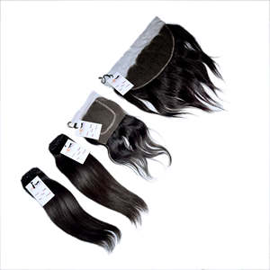 Extensions de cheveux humains brésiliens lisses en lots avec closure en dentelle suisse transparente, fournisseur d'extensions de cheveux humains indiens de temple - Product Image 5