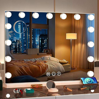 Miroir de maquillage LED intelligent mural personnalisé avec interrupteur tactile moderne et décoratif