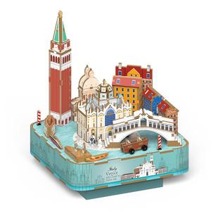 Caja de música 3D de madera con diseño de la Iglesia de Santa María, rompecabezas de ensamblaje DIY con elegante diseño veneciano, regalo coleccionable perfecto y decoración para el hogar - Product Image 2