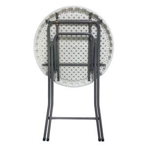 <span class=keywords><strong>Table</strong></span> de bar ronde en plastique blanc pliable avec cadre en <span class=keywords><strong>fer</strong></span> pour fête en plein air - Product Image 2