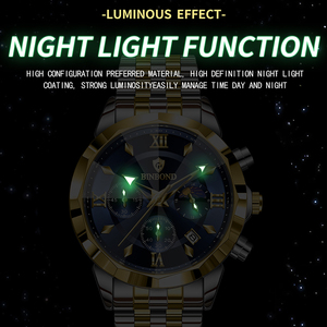 Montre BINBOND authentique pour homme en acier inoxydable, montre décontractée multifonctionnelle de luxe, étanche, style professionnel, montre-bracelet - Product Image 5