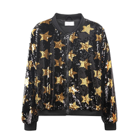 Filles Sequin Hoodies Mode Personnalisé Étoile Sequin Fille Printemps Automne Bomber Veste Léger Étincelle À Manches Longues Fermeture Éclair Manteau