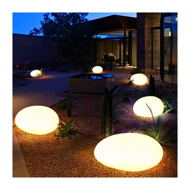 Outdoor Waterproof Decorative Garden Yard Landscape Exterio Patio Garden Stone Light Ornament LED Solar Glass Stone Light