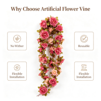 Guirlande florale artificielle en soie de roses et pivoines pour décoration d'arche de mariage, ornement de plafond et aménagement de lieux événementiels