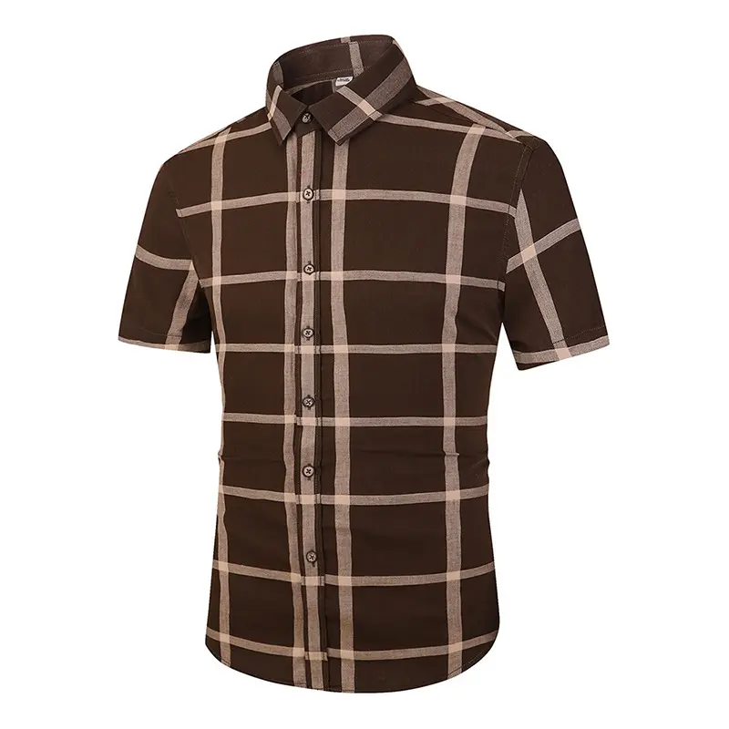 Herren Sommer Retro Casual Checks Shirt Kurzarm Plus Size Plaid Shirt für Männer