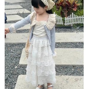 Tongxingyuan Girls Lace Cardigan Cake Skirt Set Spring Autumn Princess Outfit Cotton Children's Clothing - Product Image 3