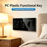Prise murale UBARO 224 Type 3, norme européenne, série M, panneau en verre trempé, 16A 250V, triple prise Schuko avec 4 ports USB