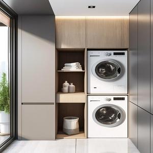 Meuble de buanderie pour balcon avec lavabo, mobilier de balcon intégré sur mesure pour l'installation d'une machine à laver - Product Image 4