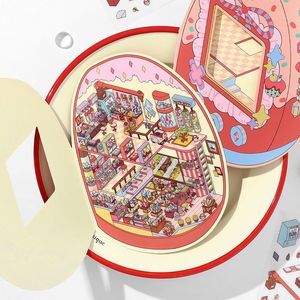 Pegatinas Decorativas Antiestrés de la Serie Escénica de Esquina Pequeña 2.5D, Collage de Escenas Miniatura de Dibujos Animados, 3 Hojas por Paquete - Product Image 3