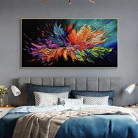 Tableau mural encadré Fleur Épanouieuse, Art abstrait texturé 3D fait main à l'huile, Décoration de salon, Peintures décoratives sur toile florale colorée