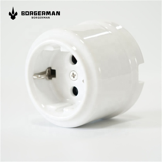 Wholesale Surface Mounting  Vintage Porcelain Ceramic Electrical  Schuko Wall Socket