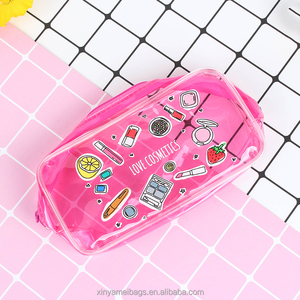 Trang Điểm Túi Màu Hồng Dây Kéo Phong Cách Du Lịch Không Thấm Nước Trường Hợp <span class=keywords><strong>Mini</strong></span> Vali Khuyến Mãi OEM Thời Trang Vinyl Tái Sử Dụng <span class=keywords><strong>Train</strong></span> Trường Hợp Hình Học - Product Image 3