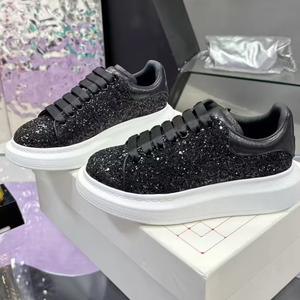 Zapatos Deportivos de Cuero Genuino para Hombre con Diamantes de Lujo, Zapatos Deportivos de Moda para Mujer, Zapatos para Caminar con Suela Gruesa, Zapatos Deportivos Casuales para Correr - Product Image 1