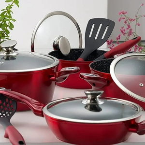 Modern Ceramic Marble Coated Pot Pan Silicone Glass Lids Bakelite Handles Non-Stick Forged Aluminum <b>Cookware</b> <b>Set</b> Gas <b>Induction</b> - Product Image 4