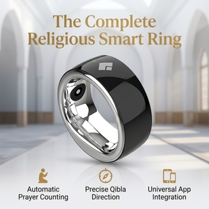 Bague connectée religieuse haut de gamme en acier inoxydable pour la prière musulmane, étanche IP67, compteur de tasbih numérique, contrôle par application, alarme Azan - Product Image 1