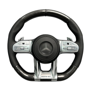 พวงมาลัยหุ้มหนังคาร์บอนไฟเบอร์สำหรับ Mercedes Benz CLA AMG G63 W204 W205 W211 W212 W222 W213 W218 C300 C43